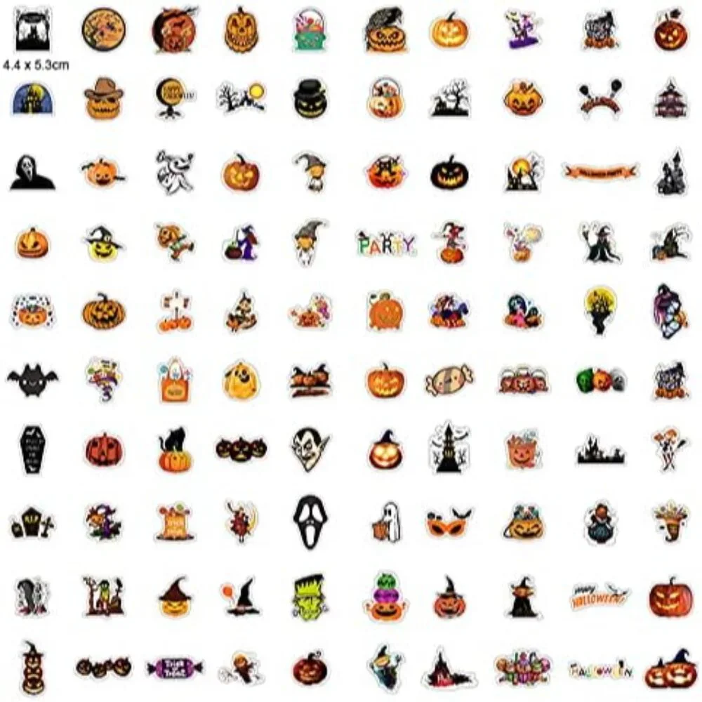 Colorful 100PCS Vinyl Halloween Pumpkin Theme Stickers for Festive Celebrations